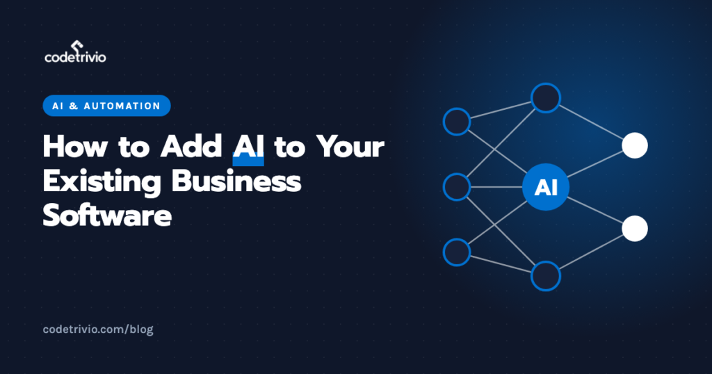 How to add AI to your existing business software, Codetrivio blog cover